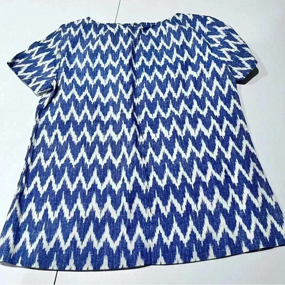J Crew Printed Linen Cotton T-Shirt Chevron Women's XXS‎ Short Sleeve Top - Picture 3 of 4